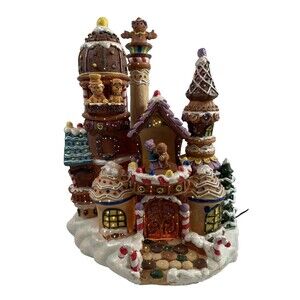 Holiday Living 15" Fiber Optic Motion Christmas Gingerbread House Village READ